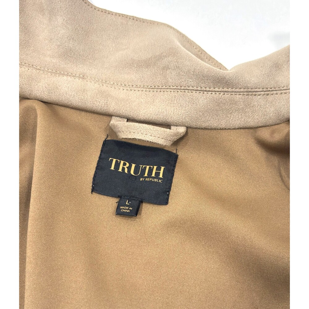 Truth by Republic Faux Suede Shirt Jacket Cafe Brown - Large - Picture 4 of 6
